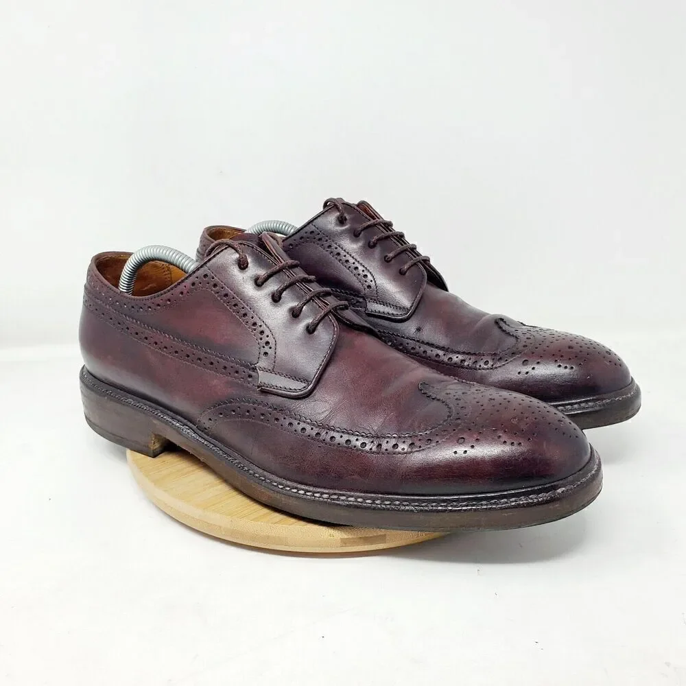 Campanile Shoes Mens 10 Brown Leather Wingtip Derby Full Brogue Medallion Oxford